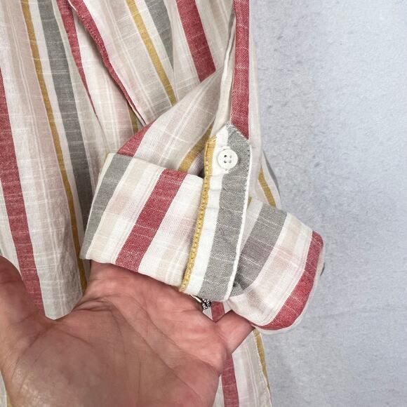Da-sh Button Down Striped Roll Tab Long Sleeve Casual Shirt Large - Picture 4 of 8